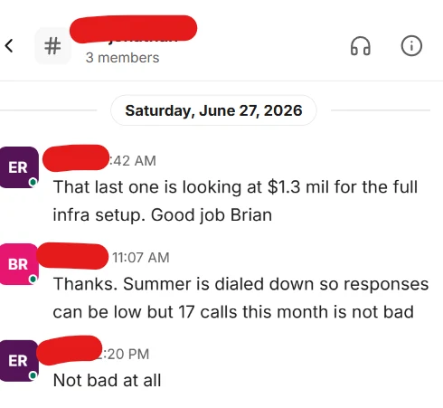 Original screenshot: That last one is looking at $1.3 mil for the full infra setup. Good job.